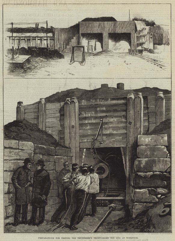 Preparativi per il test del cannone da trentotto tonnellate del Thunderer a Woolwich da William Heysham Overend