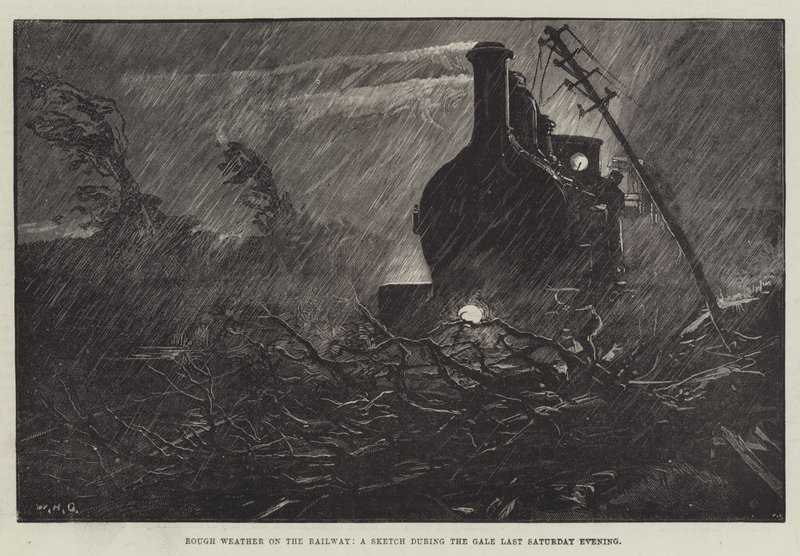 Maltempo sulla ferrovia, uno schizzo durante la tempesta di sabato sera scorso da William Heysham Overend