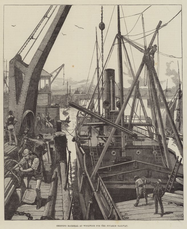 Materiale di spedizione a Woolwich per la ferrovia di Souakim da William Heysham Overend