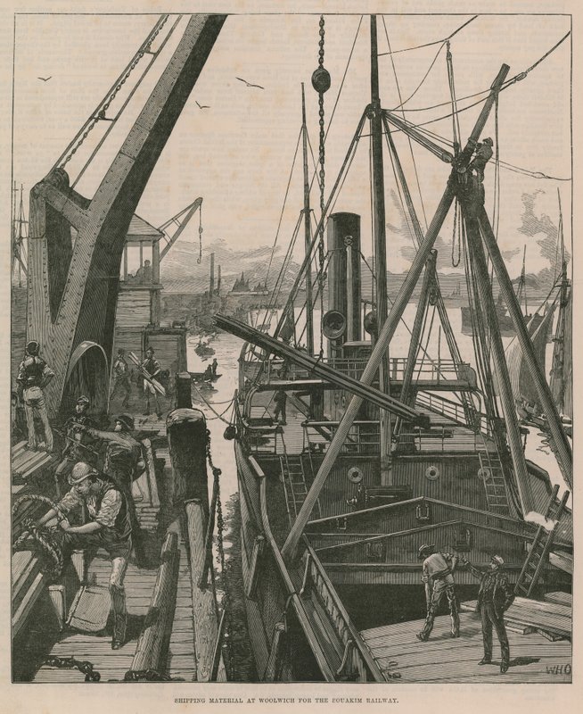 Caricamento di materiale a Woolwich per la ferrovia di Souakim da William Heysham Overend