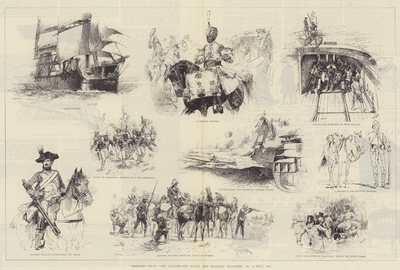 Schizzi da The Illustrated Naval and Military Magazine, No 1, luglio 1884 da William Heysham Overend
