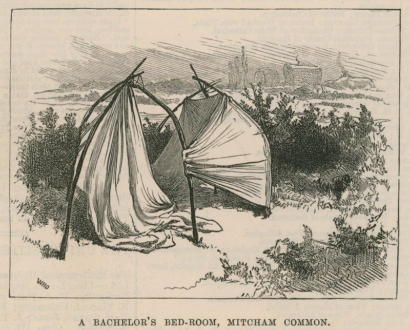 Schizzi di vita zingara; La camera da letto di un scapolo, Mitcham Common da William Heysham Overend