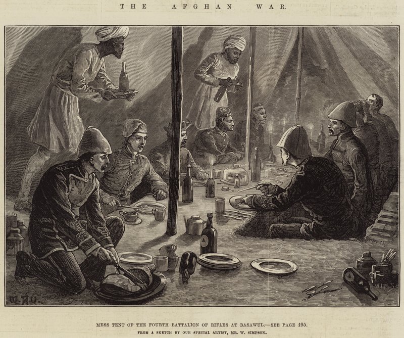 La Guerra in Afghanistan, tenda mensa del Quarto Battaglione dei Fucilieri a Basawul da William Heysham Overend