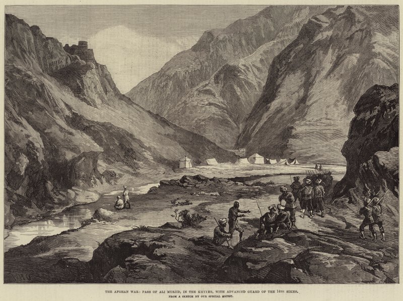 La Guerra Afghana, Passo di Ali Musjid, nel Khyber, con l