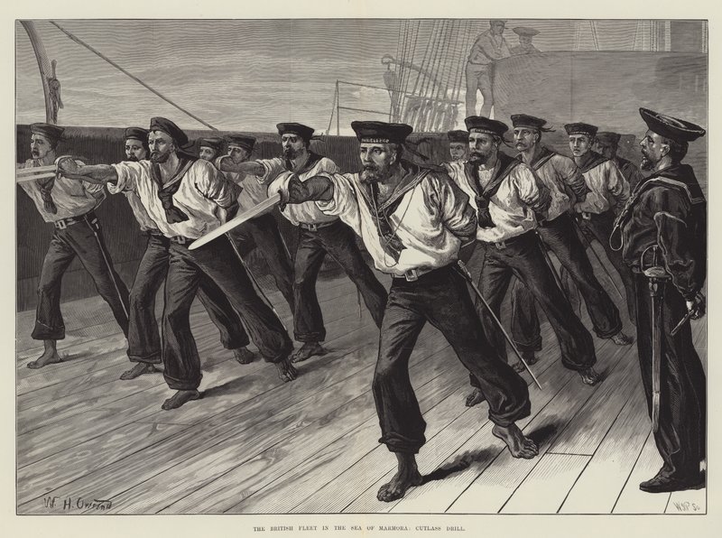 La flotta britannica nel Mar di Marmara, esercitazione con sciabola da William Heysham Overend