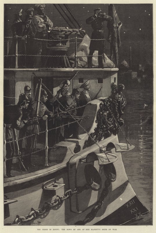 La crisi in Egitto, le prue di una delle navi da guerra di Sua Maestà da William Heysham Overend