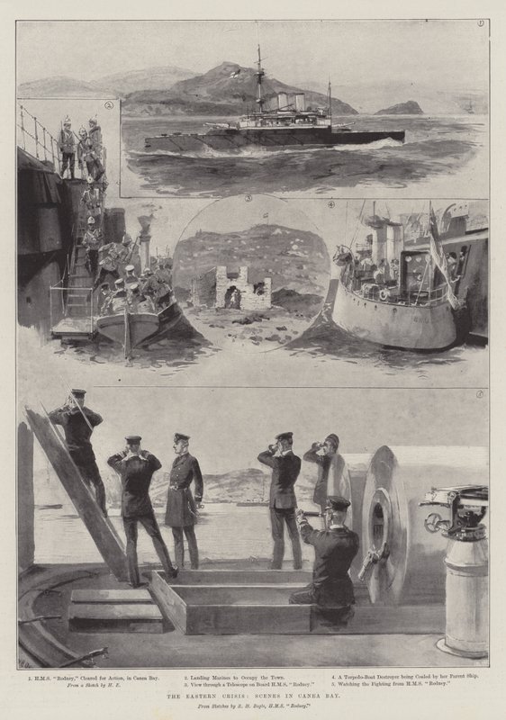 La crisi orientale, scene nella baia di Canea da William Heysham Overend