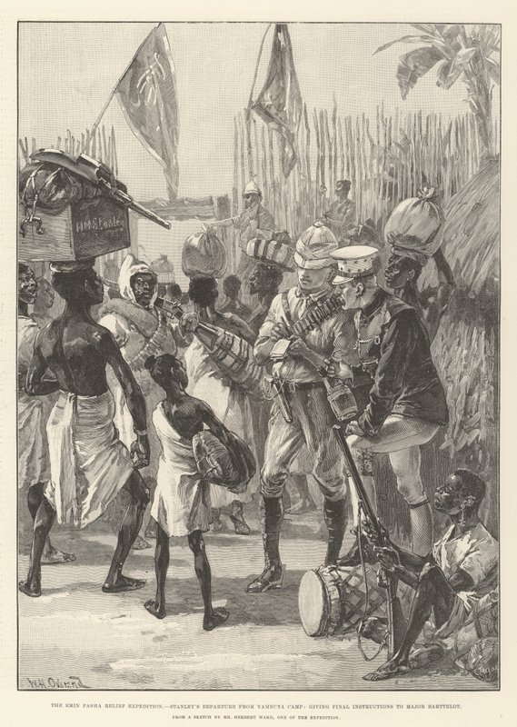 La spedizione di soccorso di Emin Pasha, la partenza di Stanley dal campo di Yambuya, dando istruzioni finali al maggiore Barttelot da William Heysham Overend