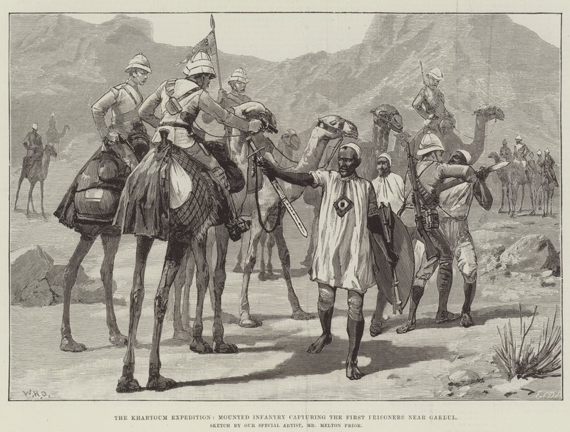 La spedizione di Khartoum, fanteria montata cattura i primi prigionieri vicino a Gakdul da William Heysham Overend