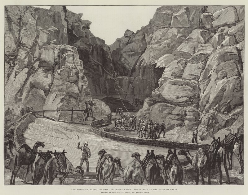La spedizione di Khartoum, sulla marcia nel deserto, pozzo inferiore ai pozzi di Gakdul da William Heysham Overend