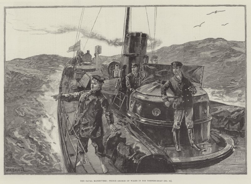 Le manovre navali, il principe Giorgio del Galles nel suo torpediniere (n. 79) da William Heysham Overend