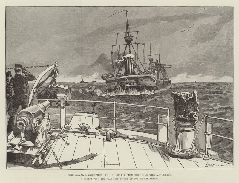 Le manovre navali, la prima divisione che gira i Longships da William Heysham Overend