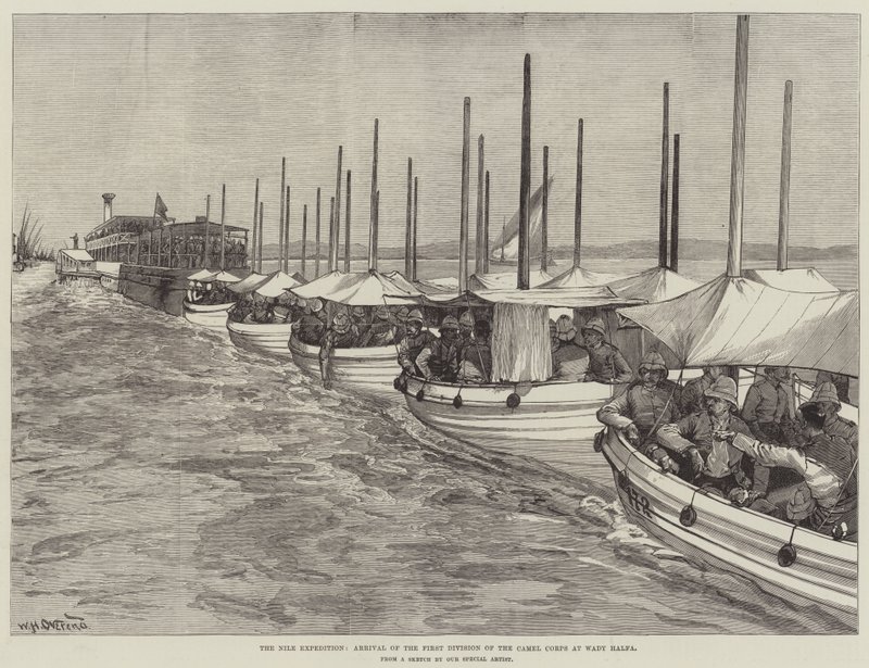 La spedizione del Nilo, arrivo della prima divisione del Camel Corps a Wady Halfa da William Heysham Overend