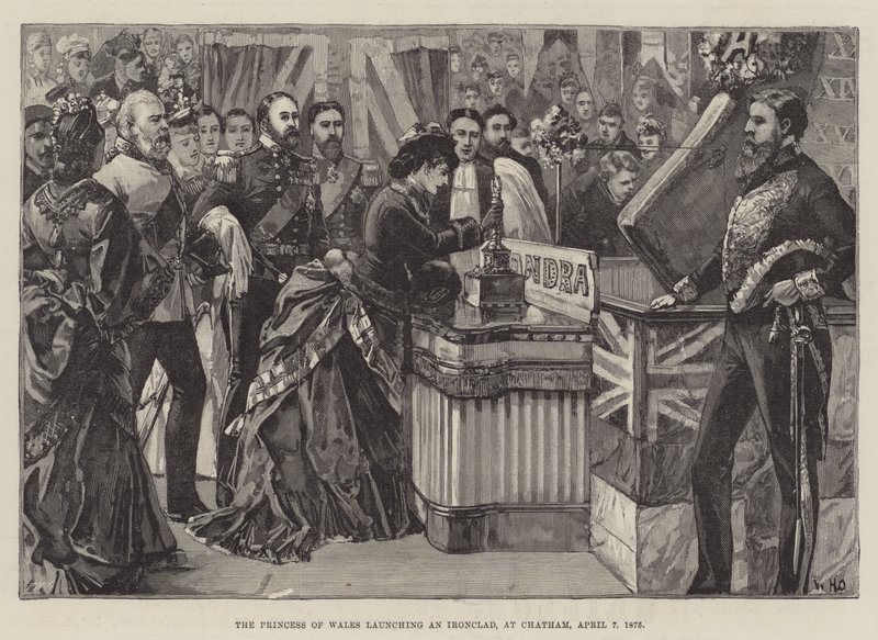 La Principessa del Galles lancia una corazzata, a Chatham, 7 aprile 1875 da William Heysham Overend