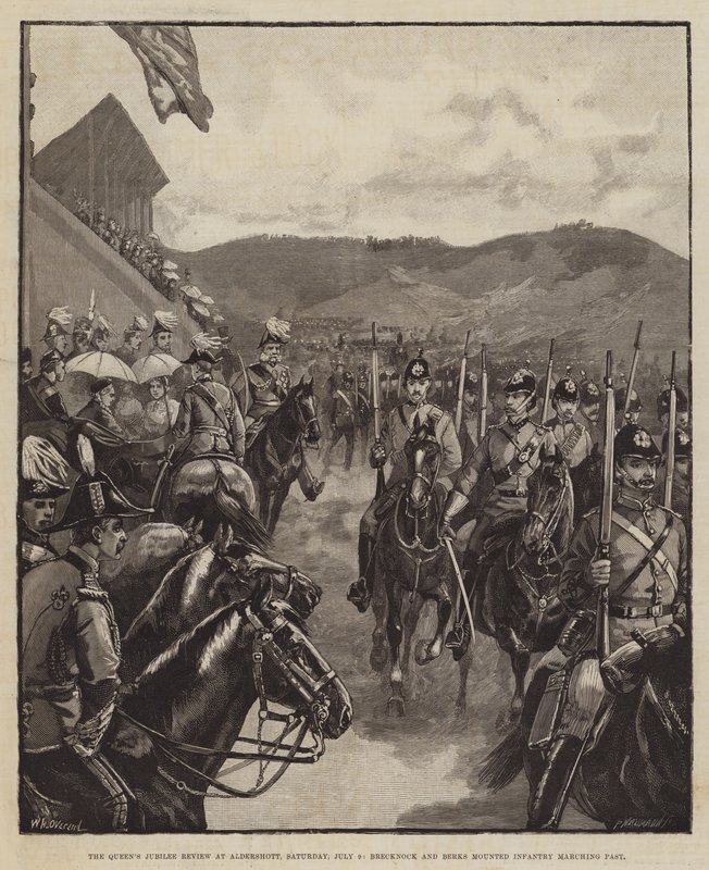 La parata del Giubileo della Regina ad Aldershott, sabato 9 luglio, la fanteria montata di Brecknock e Berks in marcia da William Heysham Overend