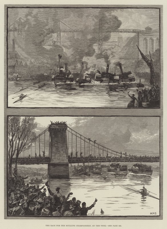 La corsa per il campionato di canottaggio, sul Tyne da William Heysham Overend