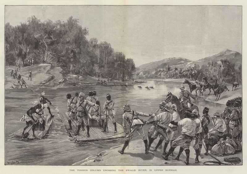 La Colonna Tonhon che attraversa il Fiume Swalei, nell