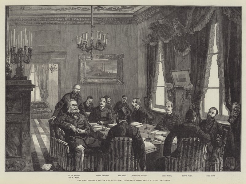 La guerra tra Serbia e Bulgaria, conferenza diplomatica a Costantinopoli da William Heysham Overend