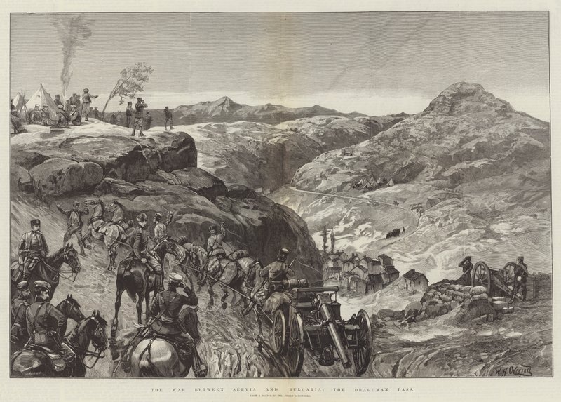 La guerra tra Serbia e Bulgaria, il Passo Dragoman da William Heysham Overend