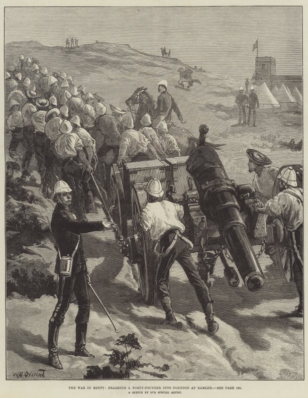 La guerra in Egitto, trascinando un quaranta libbre in posizione a Ramleh da William Heysham Overend