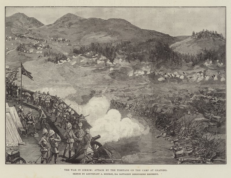 La Guerra in Sikkim, Attacco dei Tibetani al Campo di Gnatong da William Heysham Overend