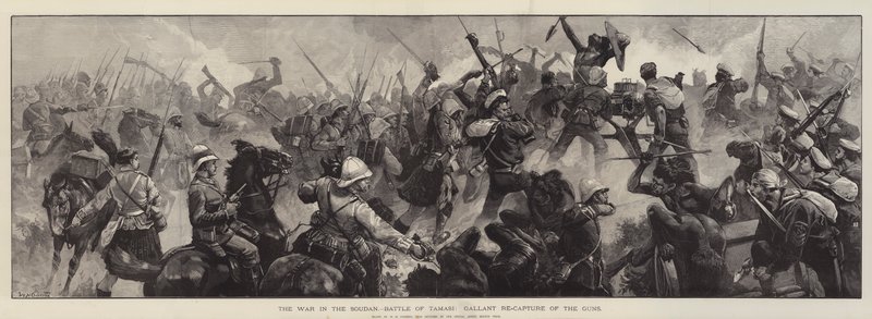 La guerra in Sudan, battaglia di Tamasi, valorosa riconquista dei cannoni da William Heysham Overend