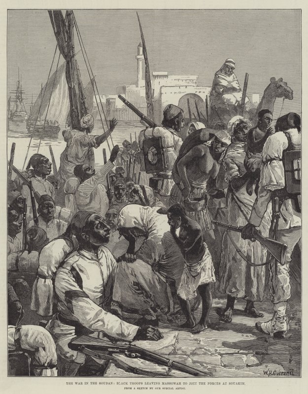 La Guerra nel Sudan, Truppe Nere che lasciano Massowah per unirsi alle Forze a Souakim da William Heysham Overend