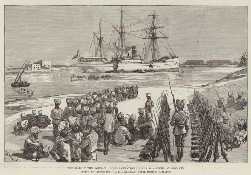 La guerra nel Sudan, sbarco del 15° Sikh a Souakim da William Heysham Overend