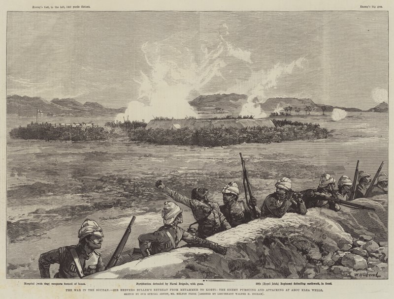 La guerra nel Sudan, la ritirata di Sir Redvers Buller da Metammeh a Korti, il nemico insegue e attacca a Abou Klea Wells da William Heysham Overend