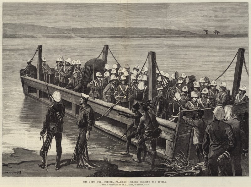 La guerra Zulu, la colonna del colonnello Pearson che attraversa il Tugela da William Heysham Overend
