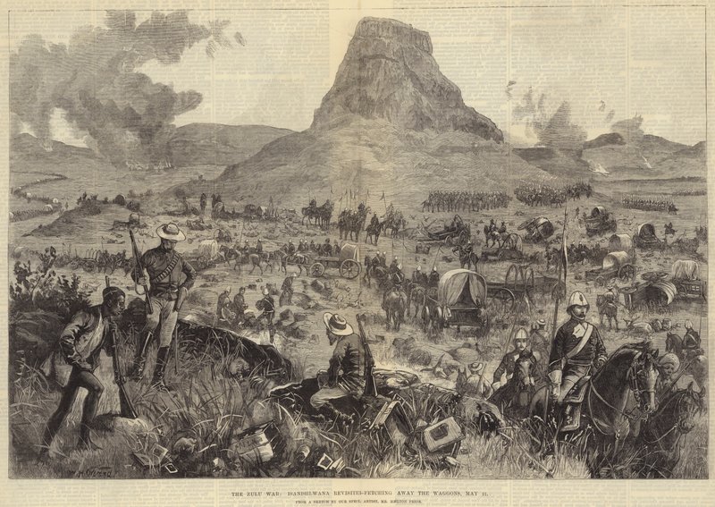 La guerra Zulu, Isandhlwana rivisitata, recupero dei carri, 21 maggio da William Heysham Overend