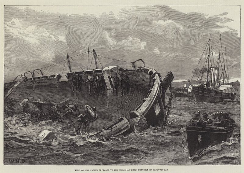 Visita del Principe di Galles al Relitto della HMS Eurydice nella Baia di Sandown da William Heysham Overend