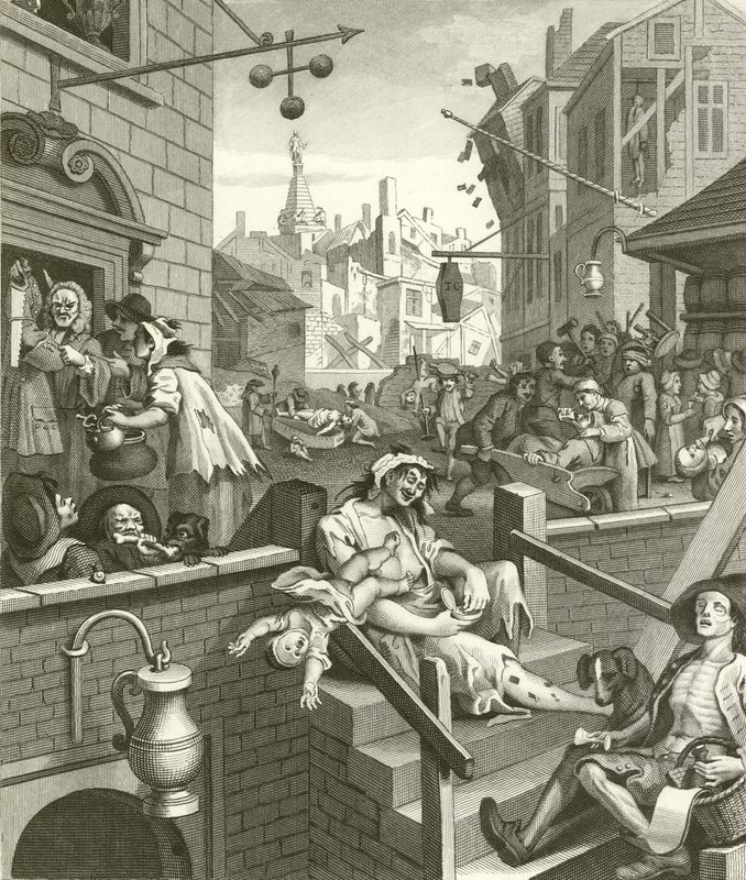 Beer Street e Gin Lane da William Hogarth