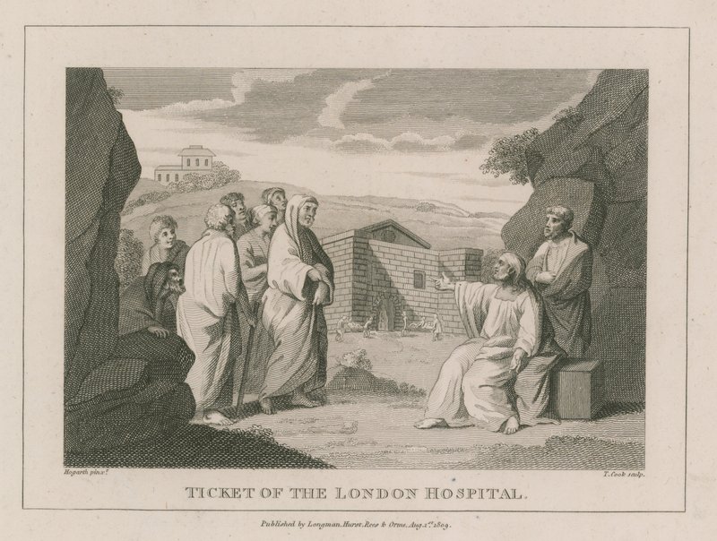 Biglietto del London Hospital da William Hogarth