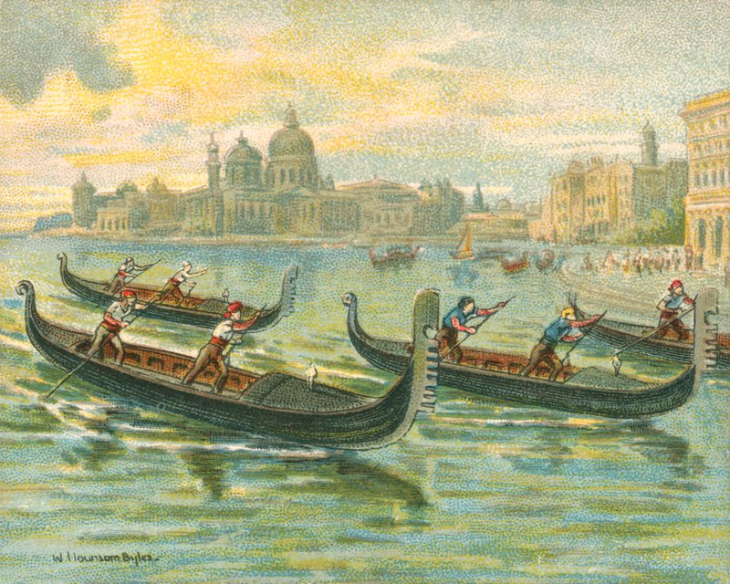 Gare Storiche e Moderne, Gare di Gondole (cromolitografia) da William Hounsom Byles