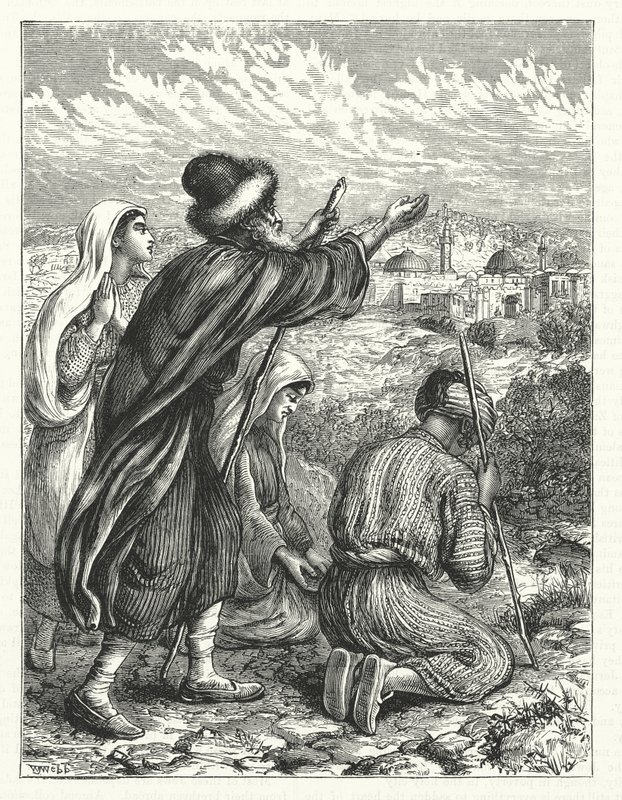 Pellegrini ebrei in vista di Gerusalemme da William James Webbe