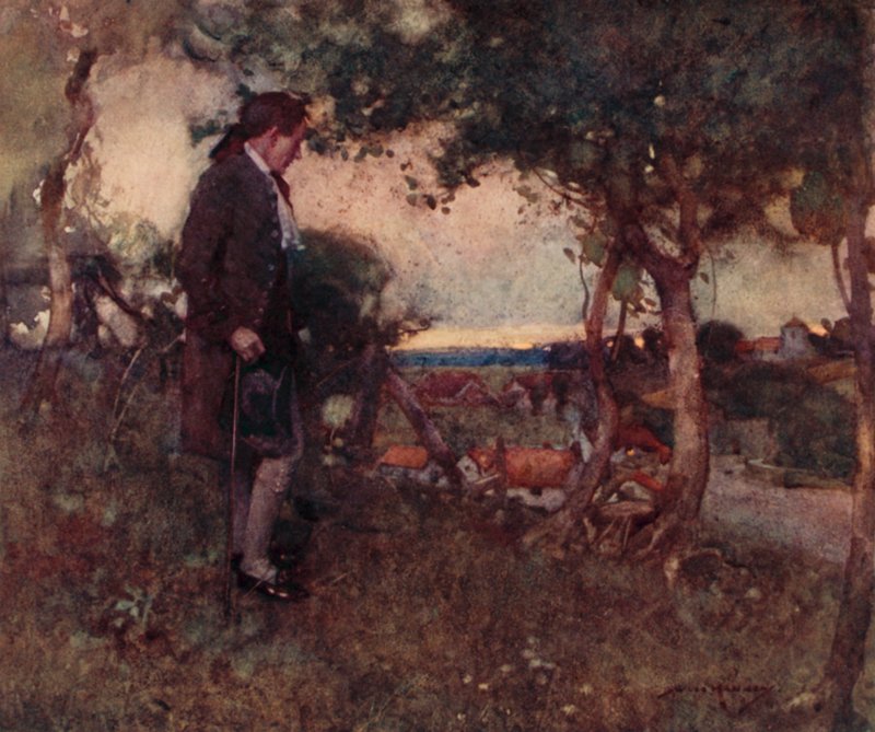 Illustrazione per Il villaggio abbandonato di Oliver Goldsmith (litografia a colori) da William Lee Hankey