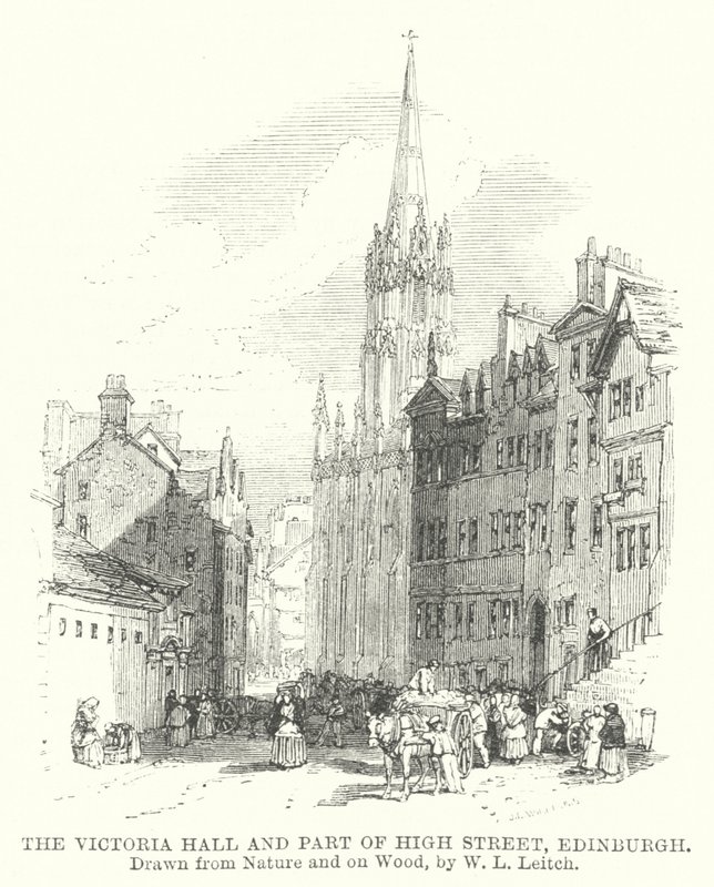 La Victoria Hall e parte di High Street, Edimburgo da William Leighton (after) Leitch