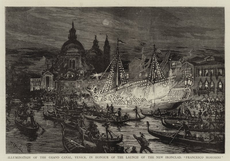 Illuminazione del Canal Grande, Venezia, in onore del varo della nuova corazzata, Francesco Morosini da William Lionel Wyllie