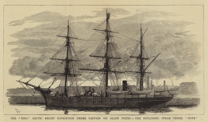 La spedizione di soccorso artico Eira sotto il capitano Sir Allen Young, la nave a vapore esplorativa Hope da William Lionel Wyllie