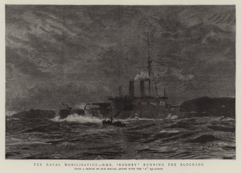 La Mobilitazione Navale, H M S Rodney che Corre il Blocco da William Lionel Wyllie