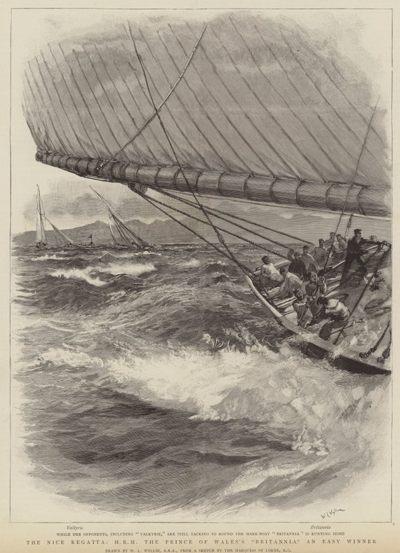 La regata di Nizza, la Britannia di SAR il Principe di Galles e facile vincitrice da William Lionel Wyllie