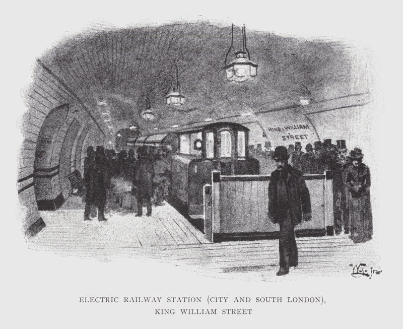 Stazione ferroviaria elettrica, City e South London, King William Street da William Luker