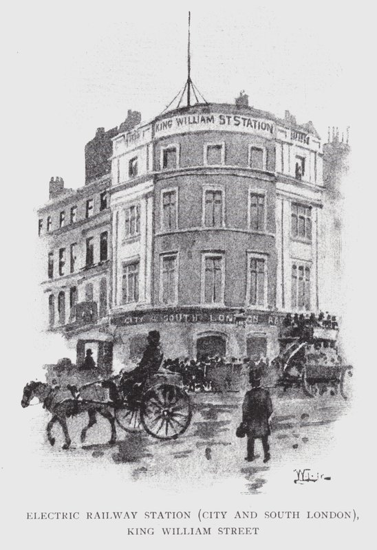 Stazione ferroviaria elettrica, City e South London, King William Street da William Luker