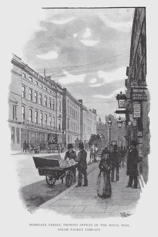 Moorgate Street, uffici della Royal Mail Steam Packet Company da William Luker