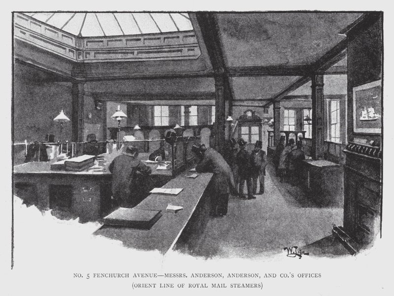 No 5 Fenchurch Avenue, uffici di Messrs Anderson, Anderson, e Co, Orient Line of Royal Mail Steamers da William Luker