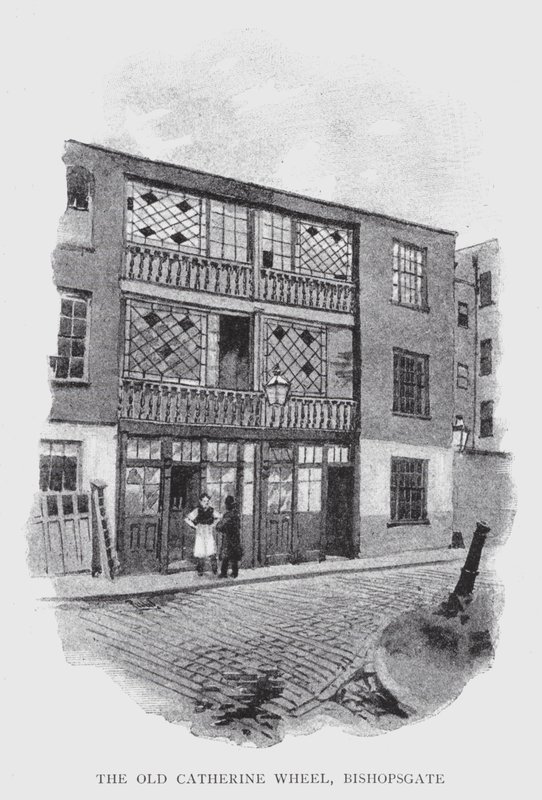 Il vecchio Catherine Wheel, Bishopsgate da William Luker