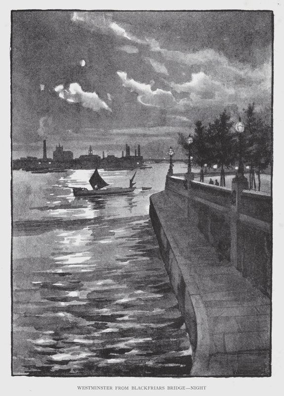 Westminster da Blackfriars Bridge, notte da William Luker