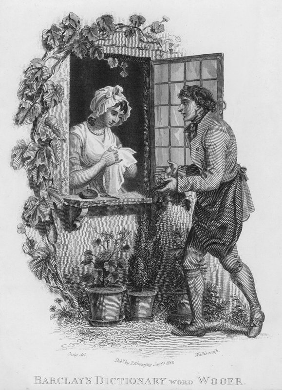 Barclays Dictionary, parola: Corteggiatore (incisione) da William Marshall (after) Craig