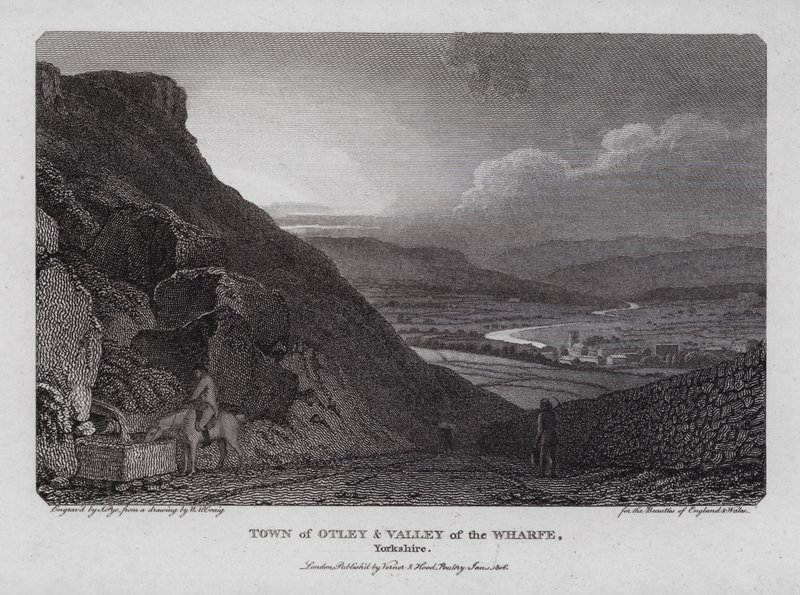 Città di Otley e Valle del Wharfe, Yorkshire (incisione) da William Marshall (after) Craig